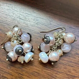 Pink pearl drop earrings